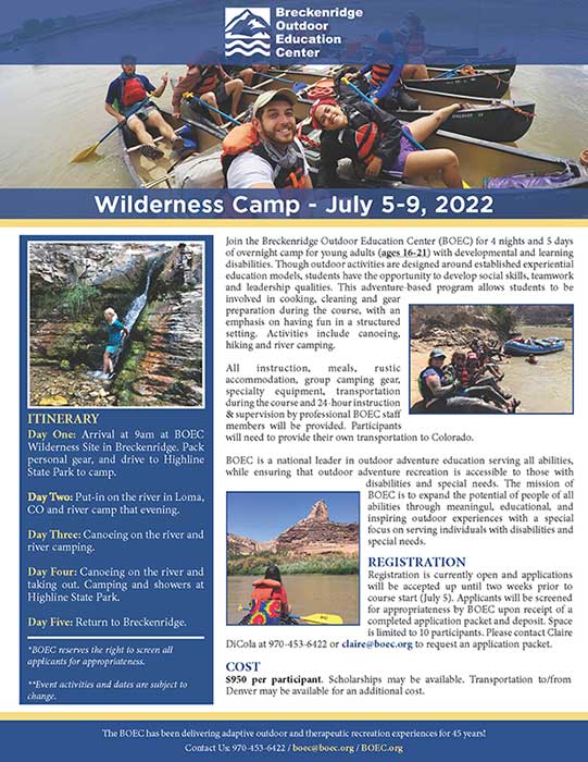 Wilderness Camp 2022 Flyer