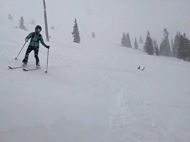 Jen goes backcountry skiing