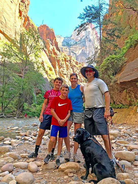 Kevin Brown and family at Zion National Park