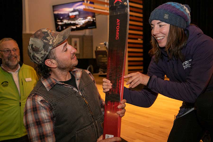 A lucky winner of Atomic Skis at Banff Film Festival