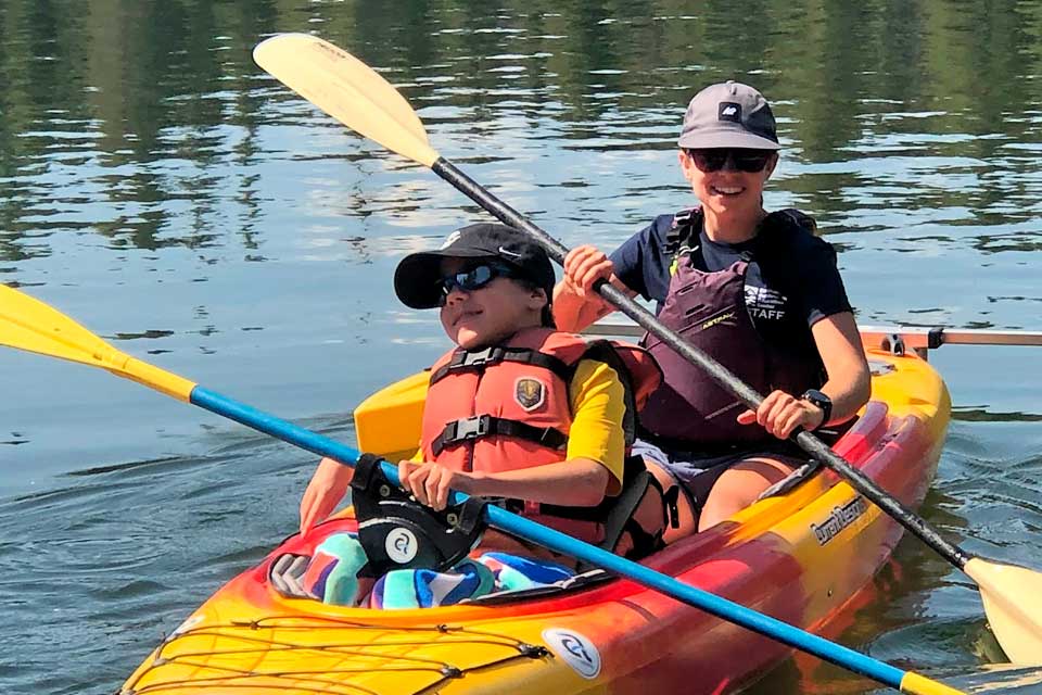 A BOEC participant gets a kayak lesson