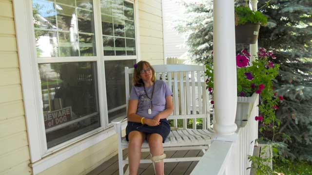 Kara enjoys a little alone time on her front porch