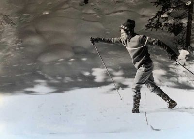 Gene Dayton Nordic skiing in the early days.