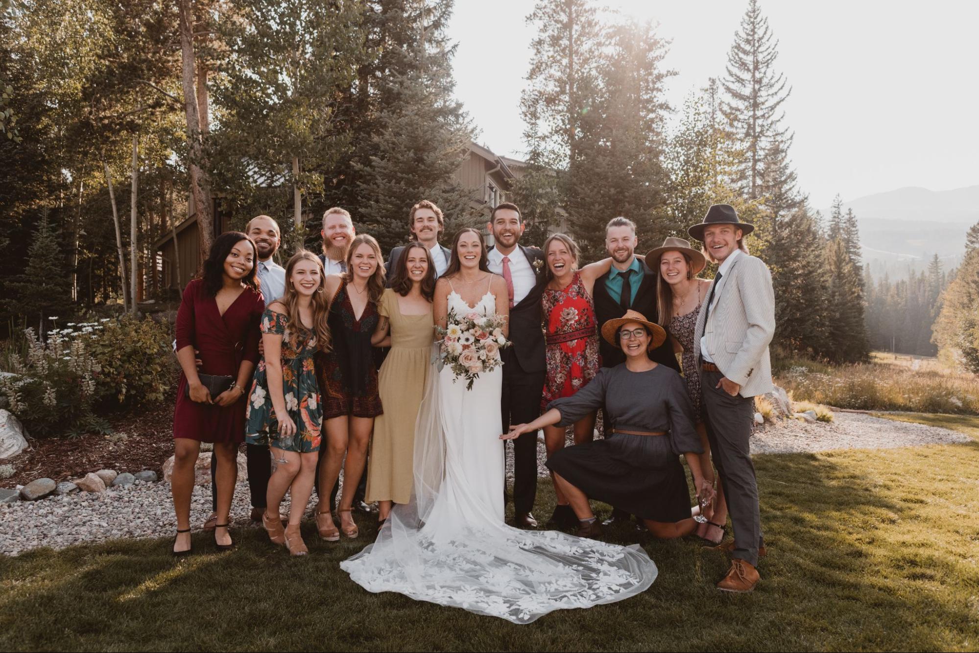 Sarah and Rob at their wedding in Breckenridge with several of their BOEC friends.