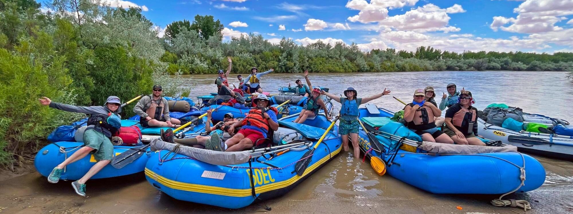 The Heroic San Juan River Trip group enjoying a beautiful day on the water.