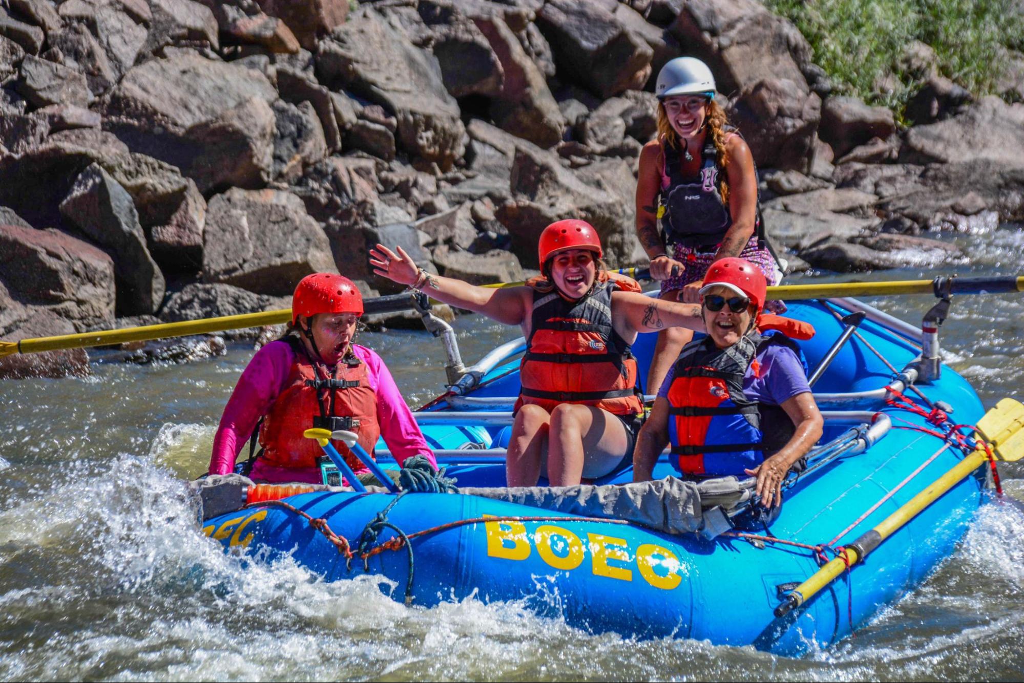 Steph rafting with the Outdoor Adventures Within participants.