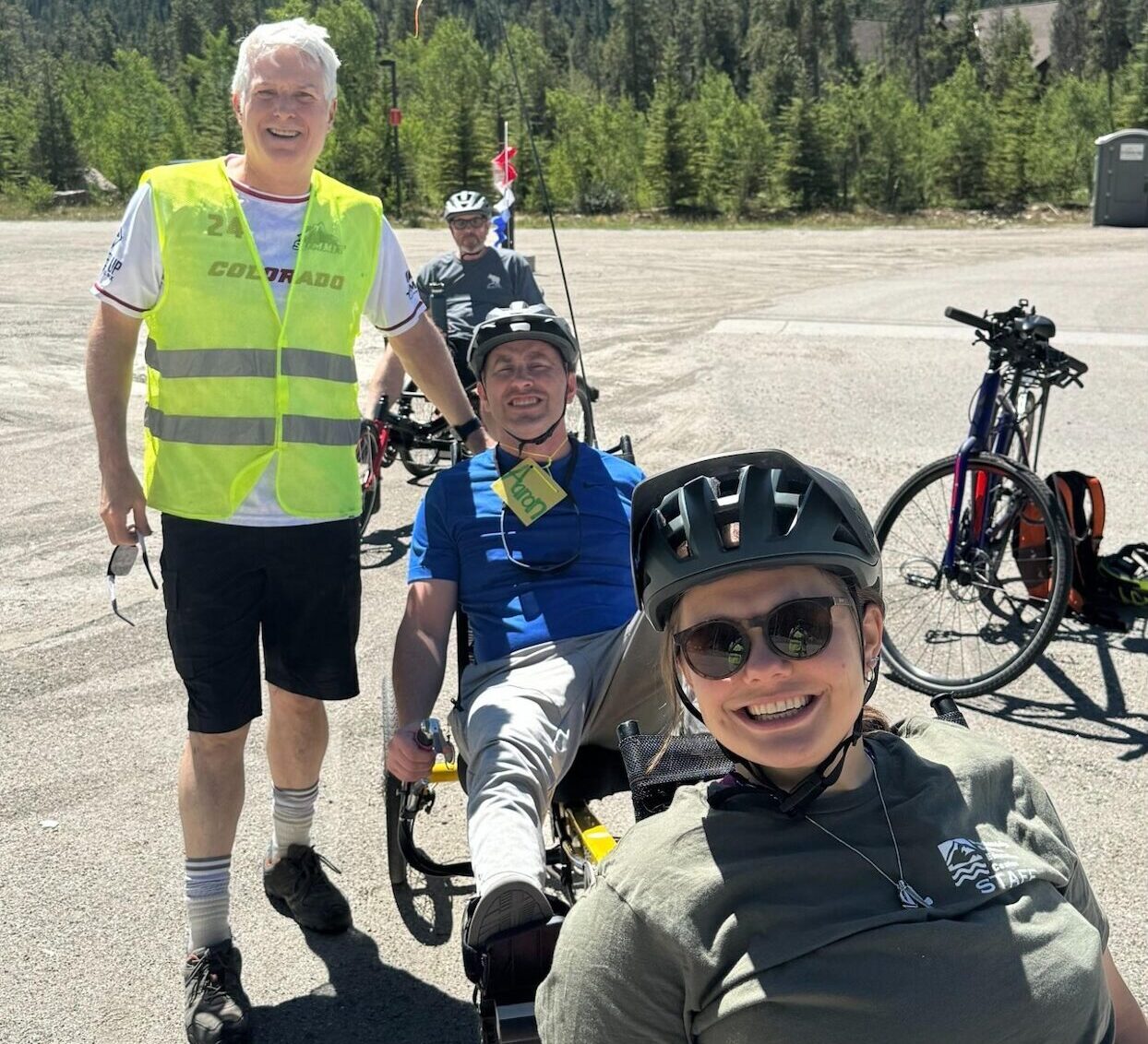 Michael volunteering with BOEC on an adaptive cycling ride.