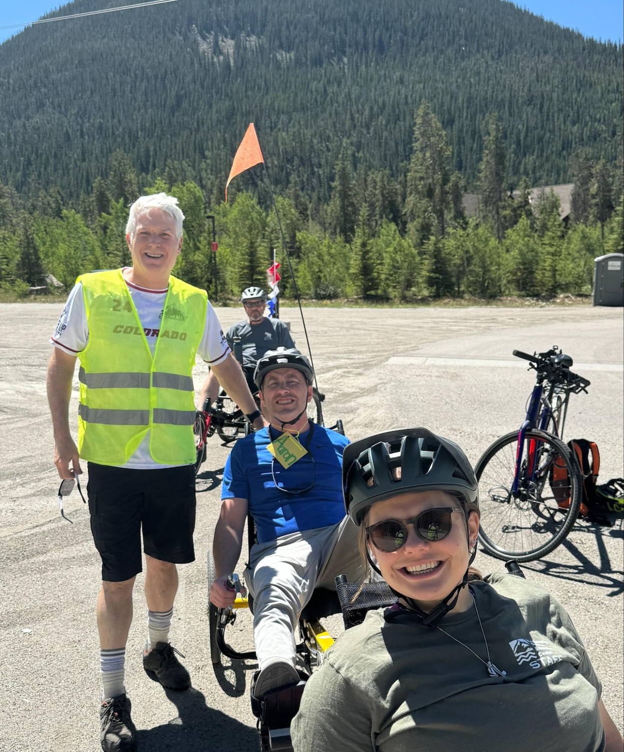 Michael volunteering with BOEC on an adaptive cycling ride.