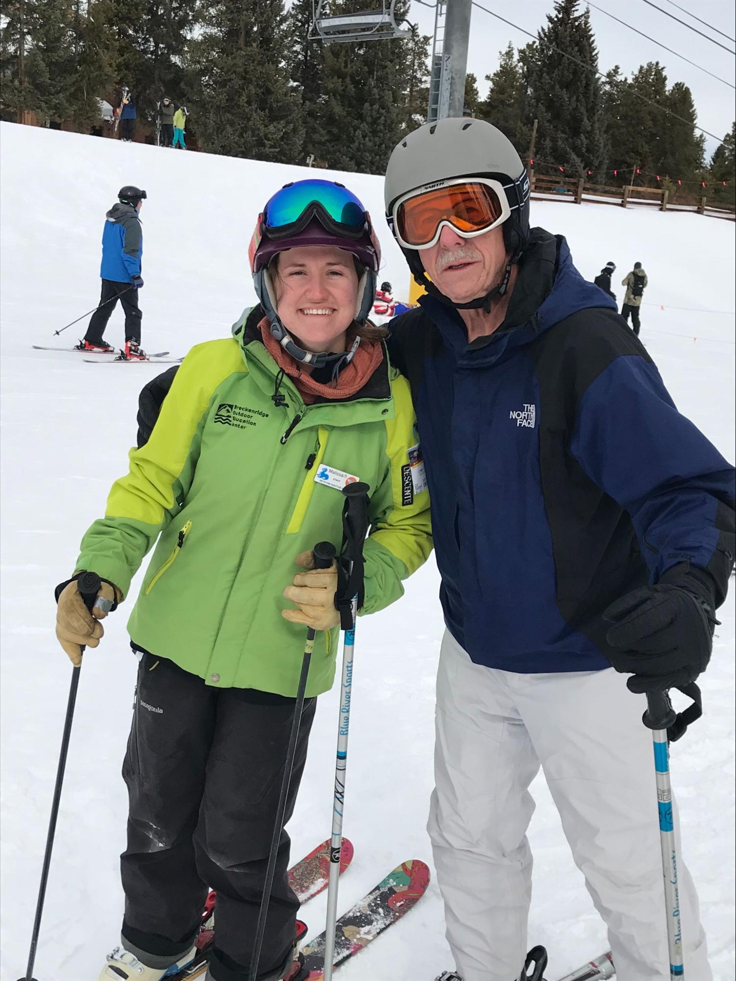 Kristen Bennett’s late father skiing with the BOEC.