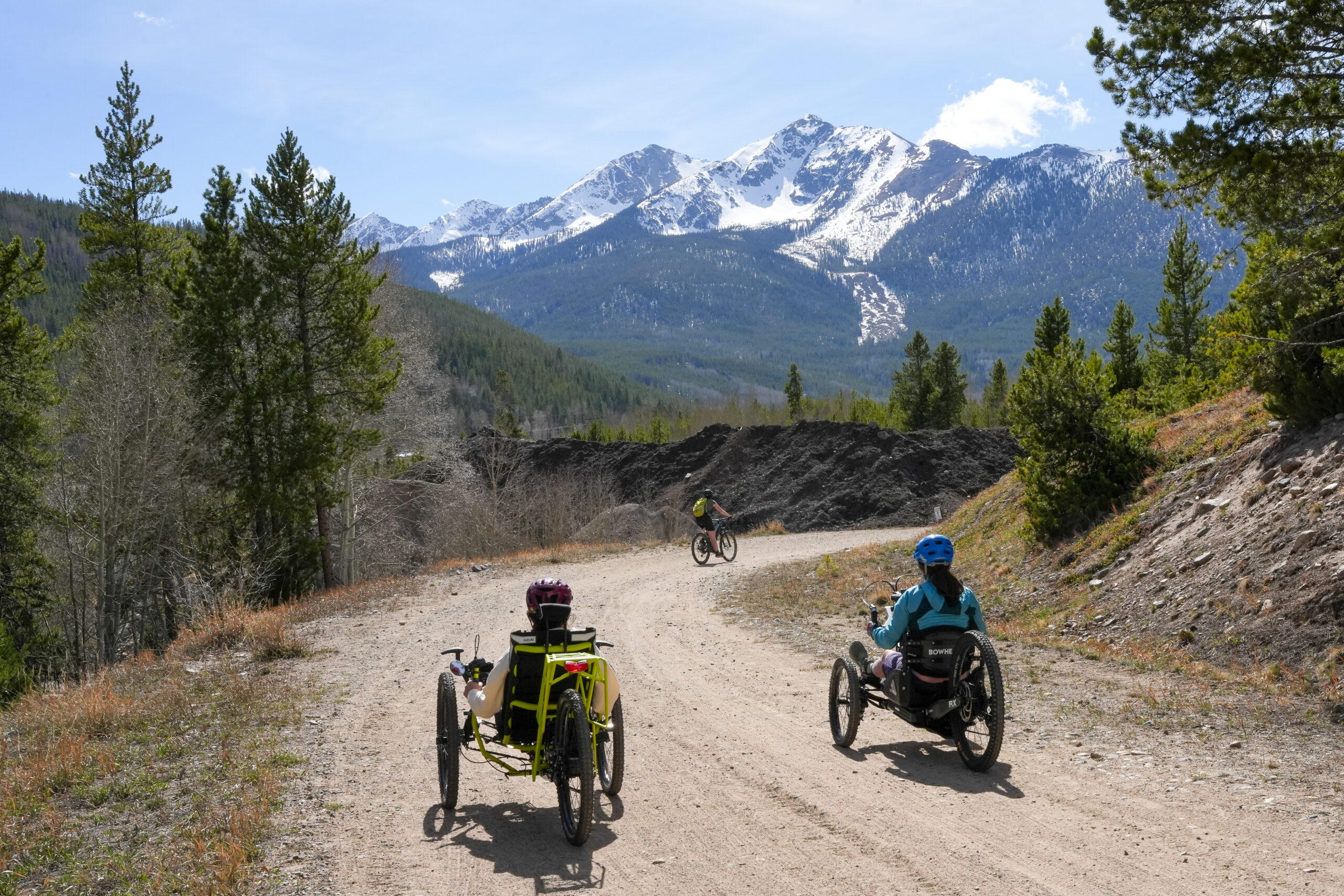 two adaptive mountain bikers in frisco breckenridge colorado